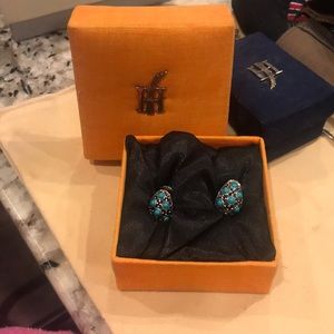 John Hardy Budda Belly turquoise and gold earrings